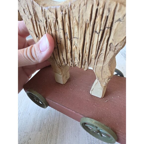 Vintage Wooden goat cart wagon primitive unique decor sheep lauer 1992 - Picture 5 of 9